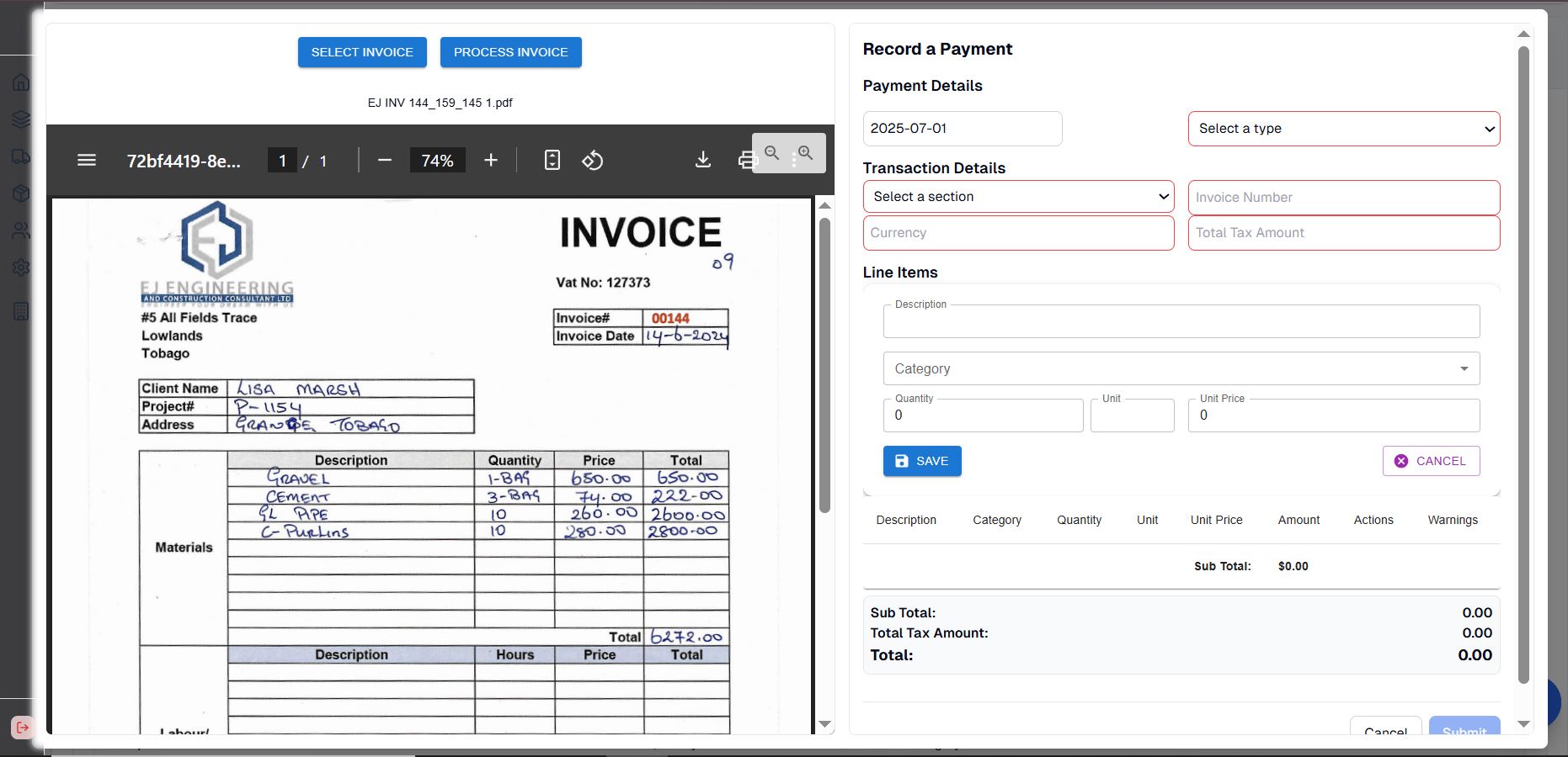 OPI-PM invoice processing